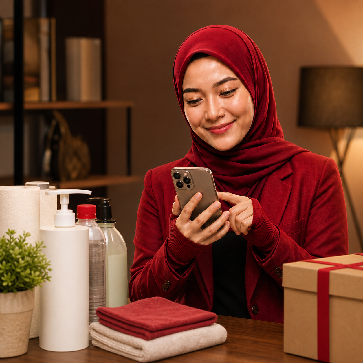 Wanita Muslimah menunjukkan langkah 03: Beli atau buat tempahan